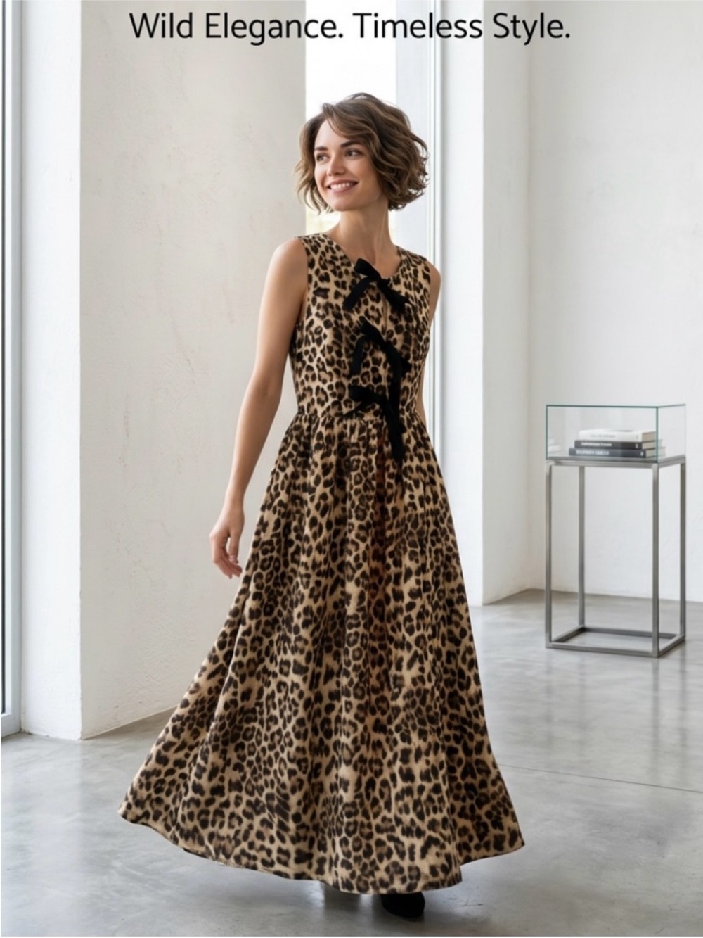 Like New ~ Davi & Dani Boutique Leopard Print Maxi Dress - Tan/Black ~ Size L